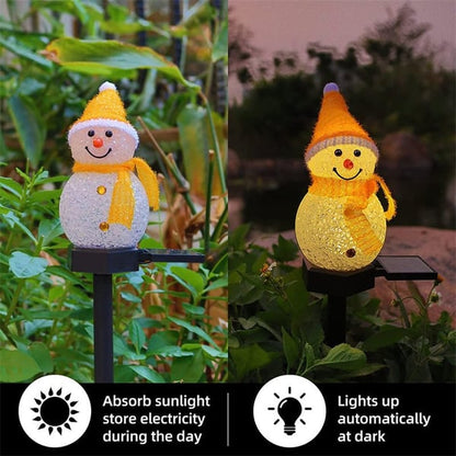 Solar Powered LED Snowman Lamp