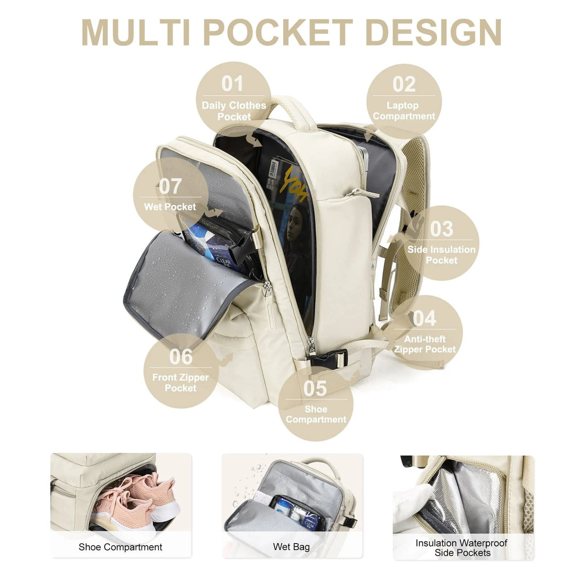 Waterproof Women's Hiking Backpack with USB Charger