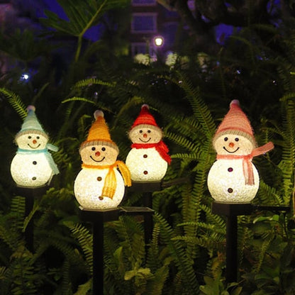 Solar Powered LED Snowman Lamp