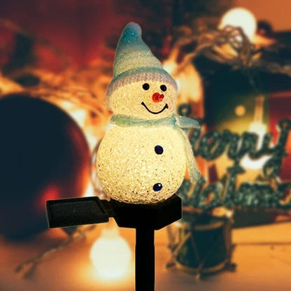 Solar Powered LED Snowman Lamp
