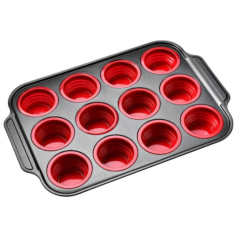 Non-Stick Silicone Muffin Pan with Durable Metal Base