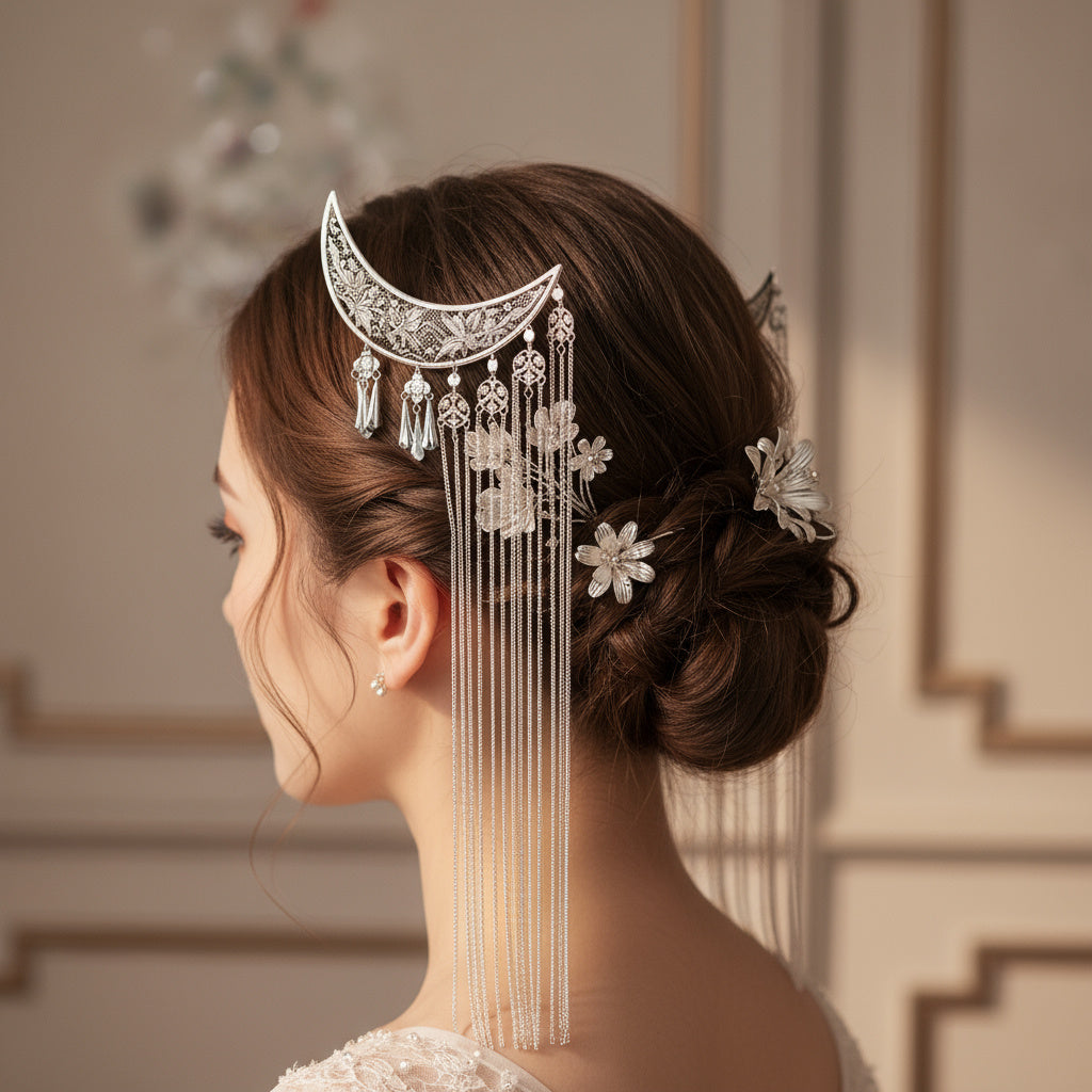 Glamorous Crescent Moon Hair Clip