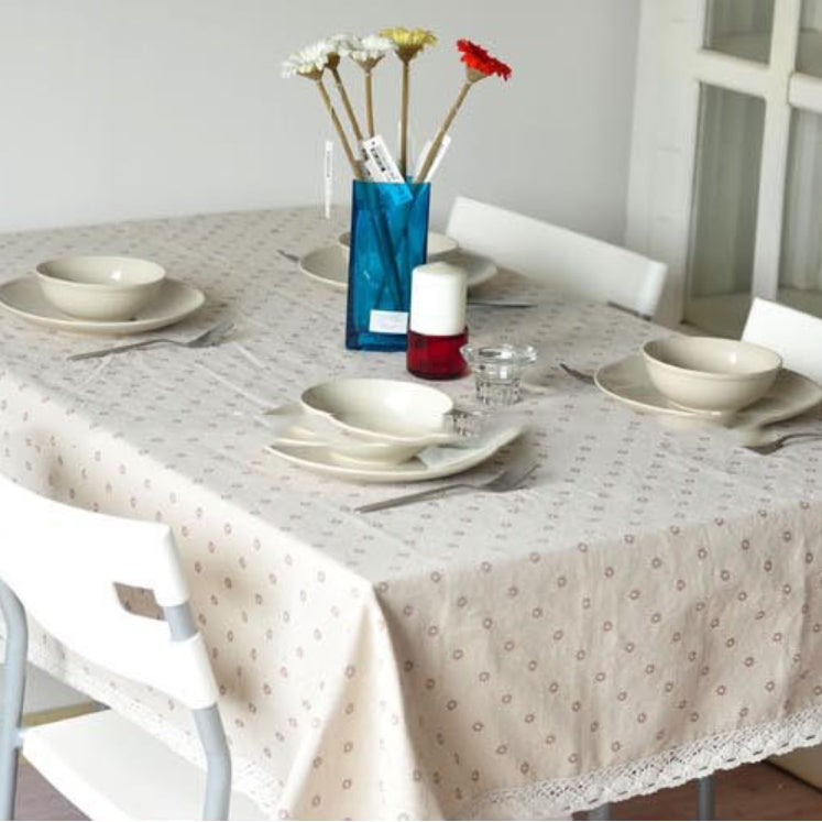 Floral Pattern Cotton Table Cover