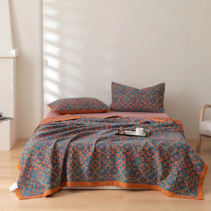 Soft Blue Plaid Six Layer Cotton Quilt