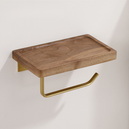 Luxury Wall Mount Toilet Paper Holder in Wood and Metal