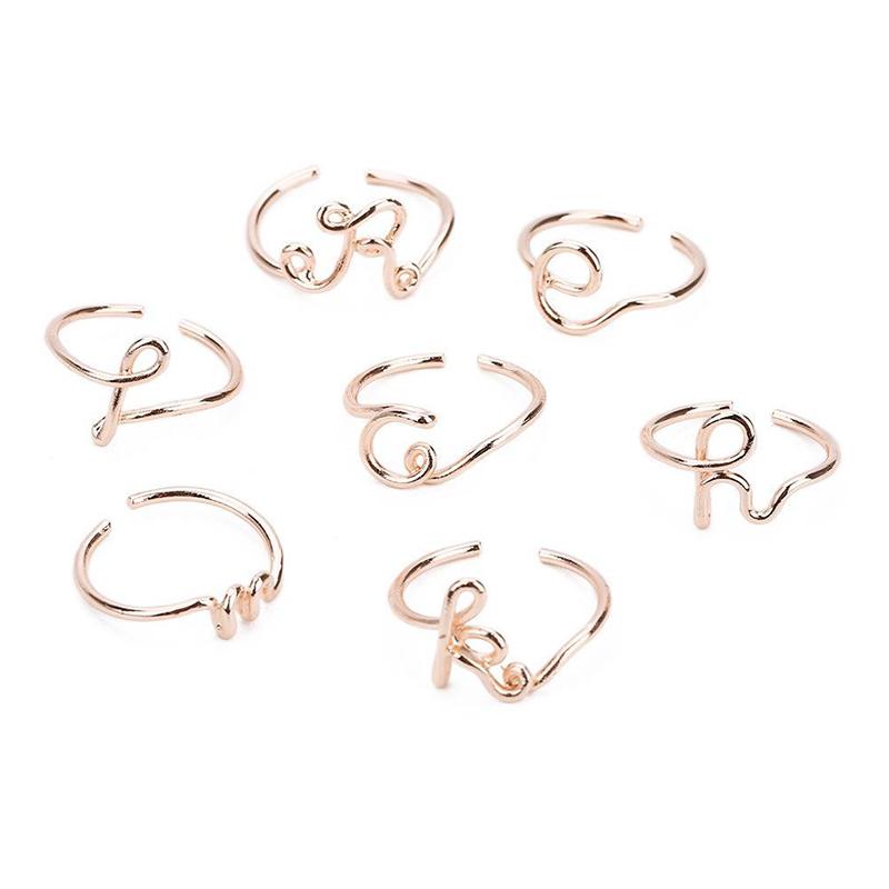 Alphabet Letter Adjustable Ring