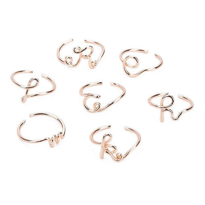Alphabet Letter Adjustable Ring