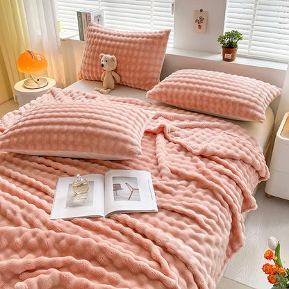 Plush Bubble Soft Fleece Throw Blanket