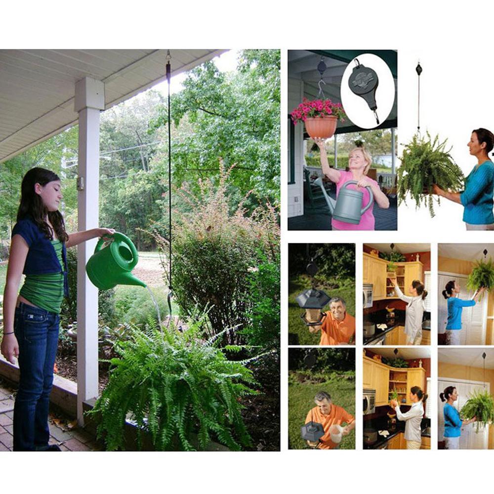 Adjustable Plant Hanger and Bird Feeder Pulley System