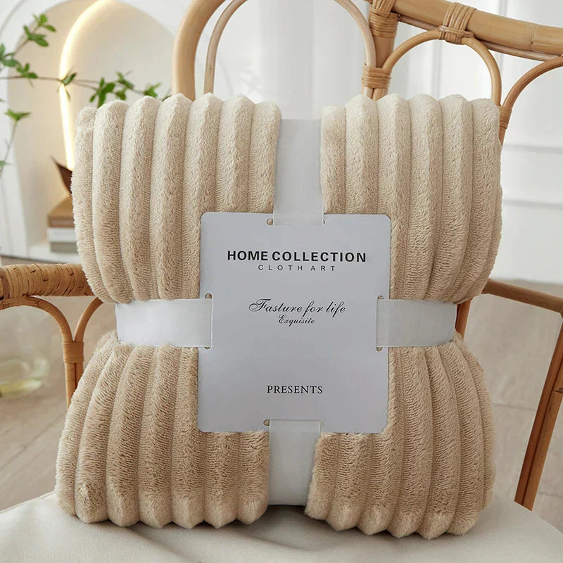 Plush Striped Soft Fleece Throw Blanket