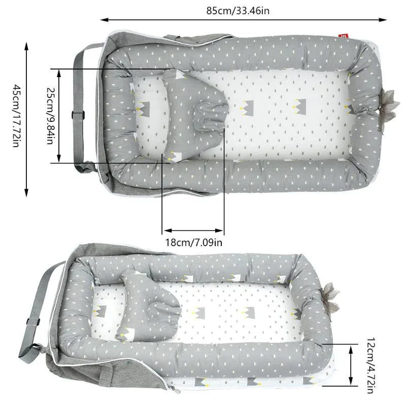 Compact Foldable Baby Crib with Pillow