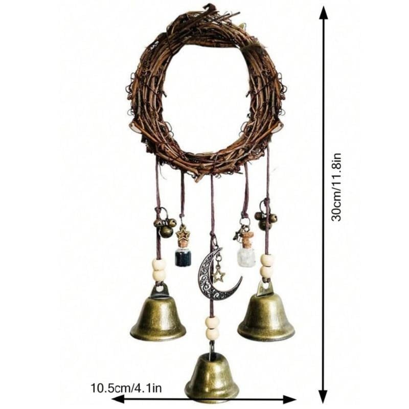 Bohemian Rattan Metal Hanging Bell Decor