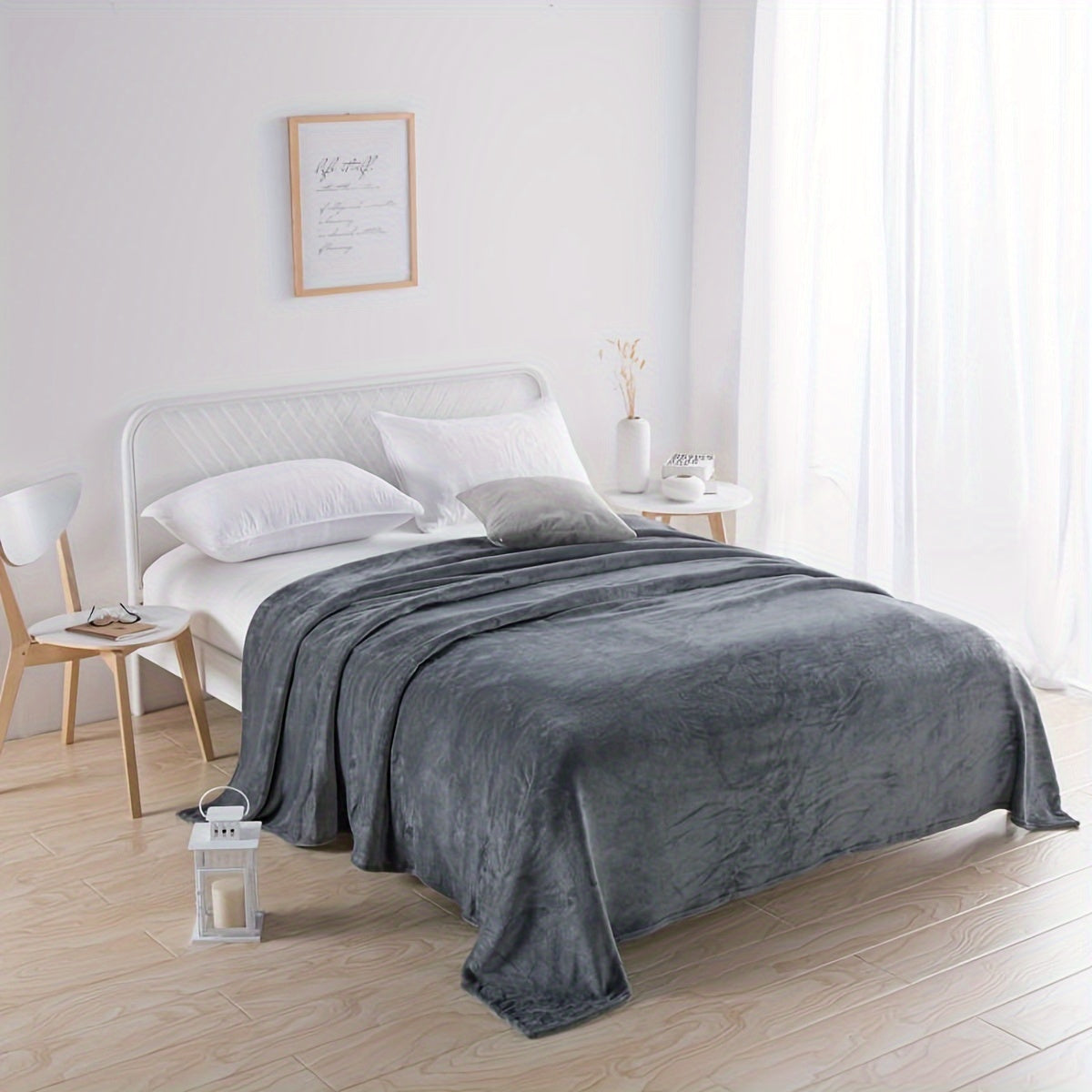 Soft Gray Plush Blanket for All Seasons - Yeezlab