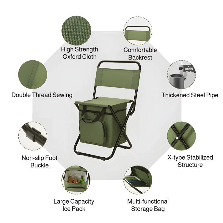 Compact Insulated Portable Folding Camping Stool
