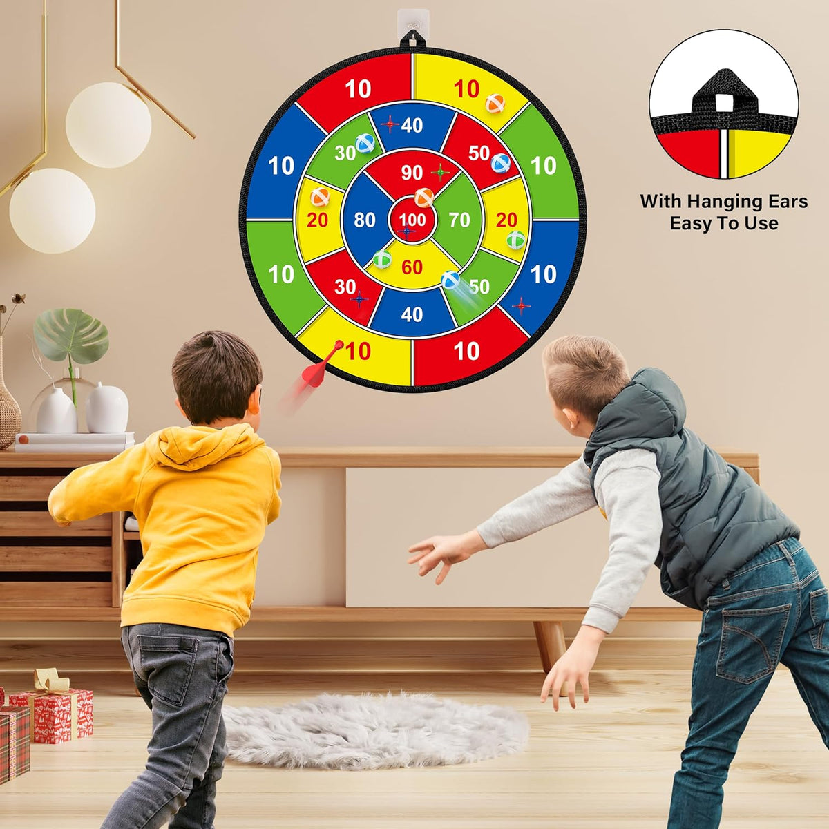 Fun Dual Sided Dartboard for Kids and Adults