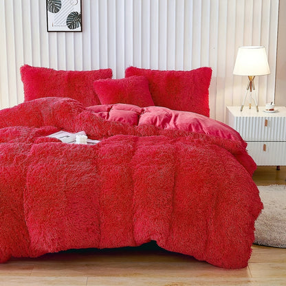 Cozy Fleece Duvet Cover Set with Zipper