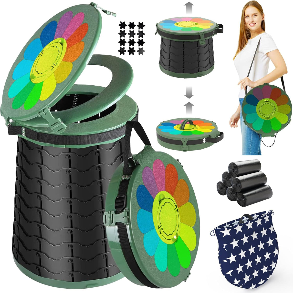 Compact Camping Toilet with Adjustable Height - Yeezlab