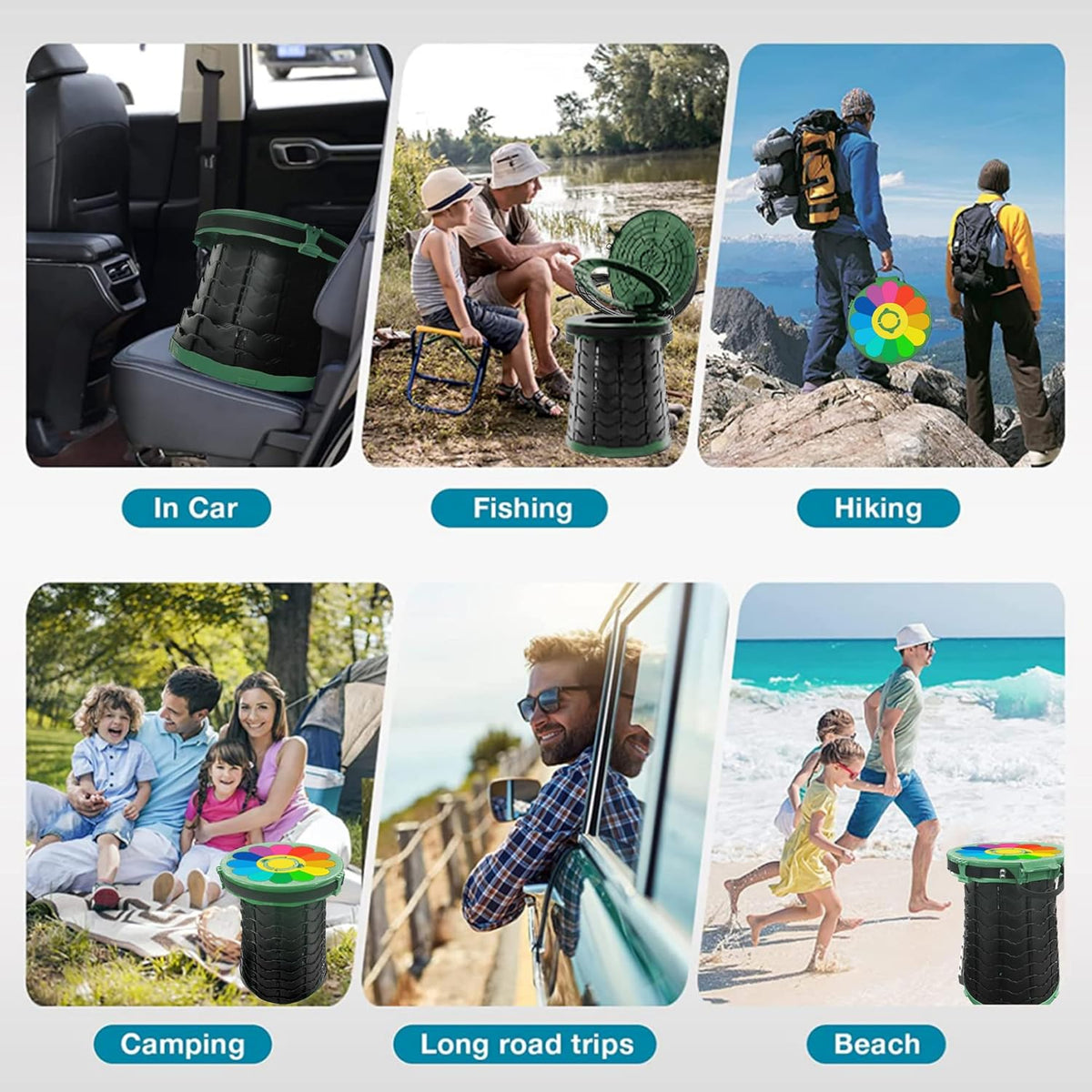 Compact Camping Toilet with Adjustable Height