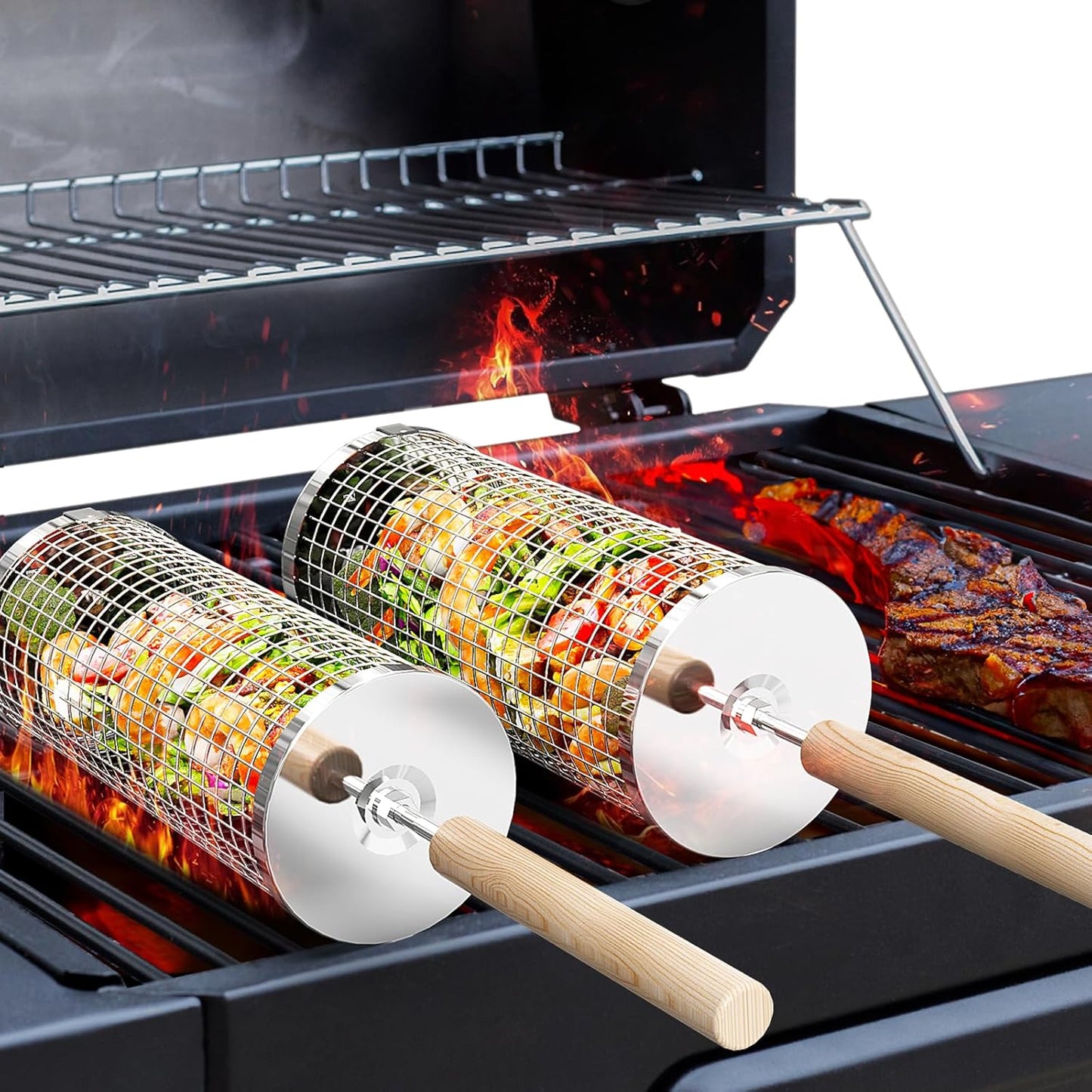 Heavy Duty Stainless Steel BBQ Grill Baskets Set
