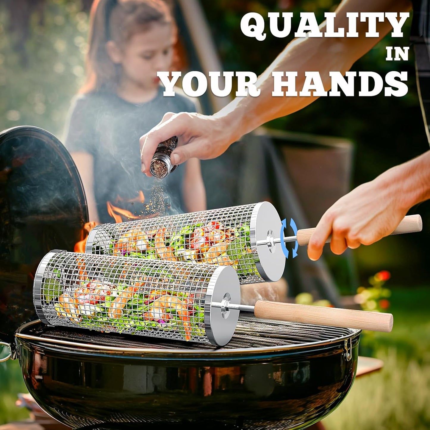 Heavy Duty Stainless Steel BBQ Grill Baskets Set - Yeezlab