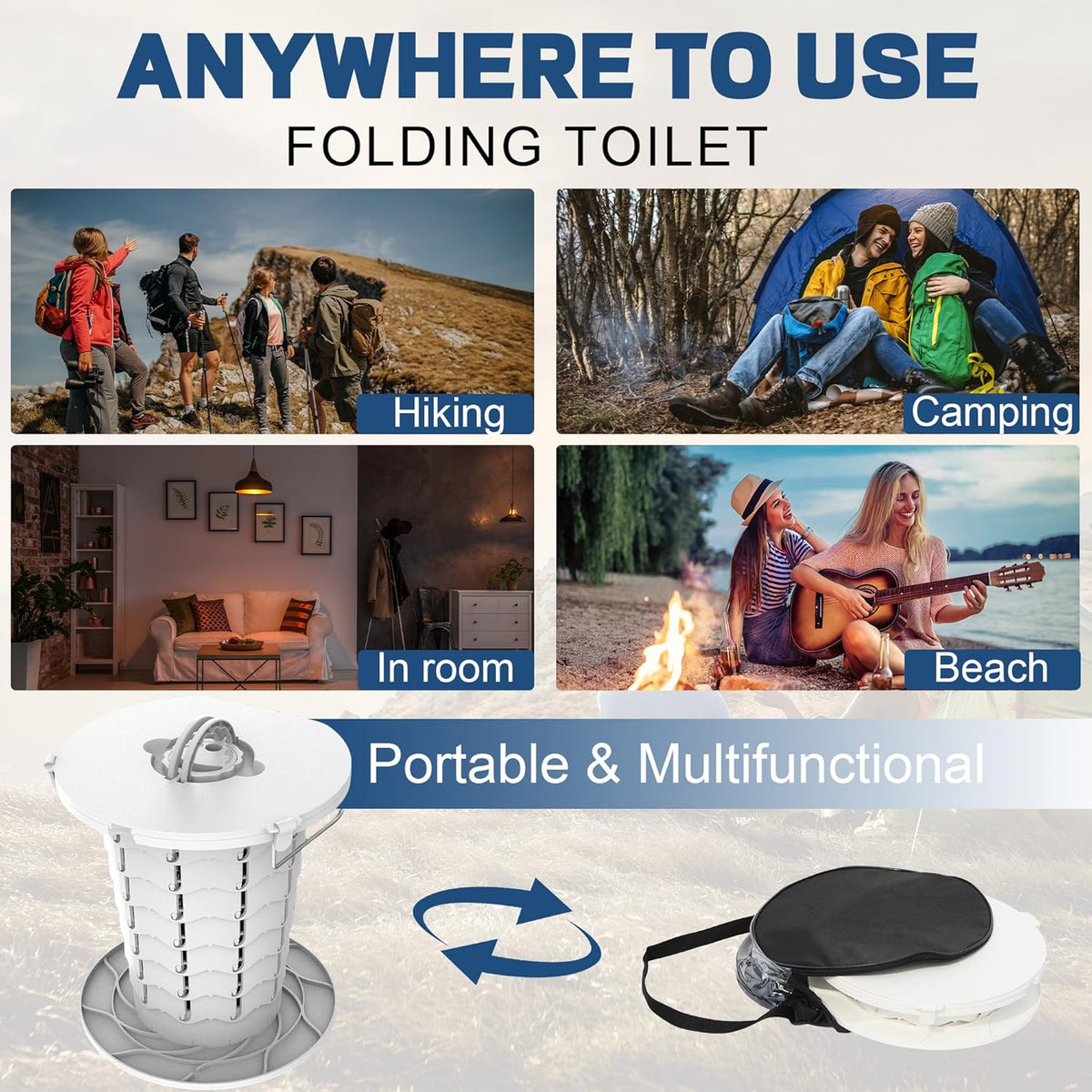 Compact Camping Toilet with Adjustable Height