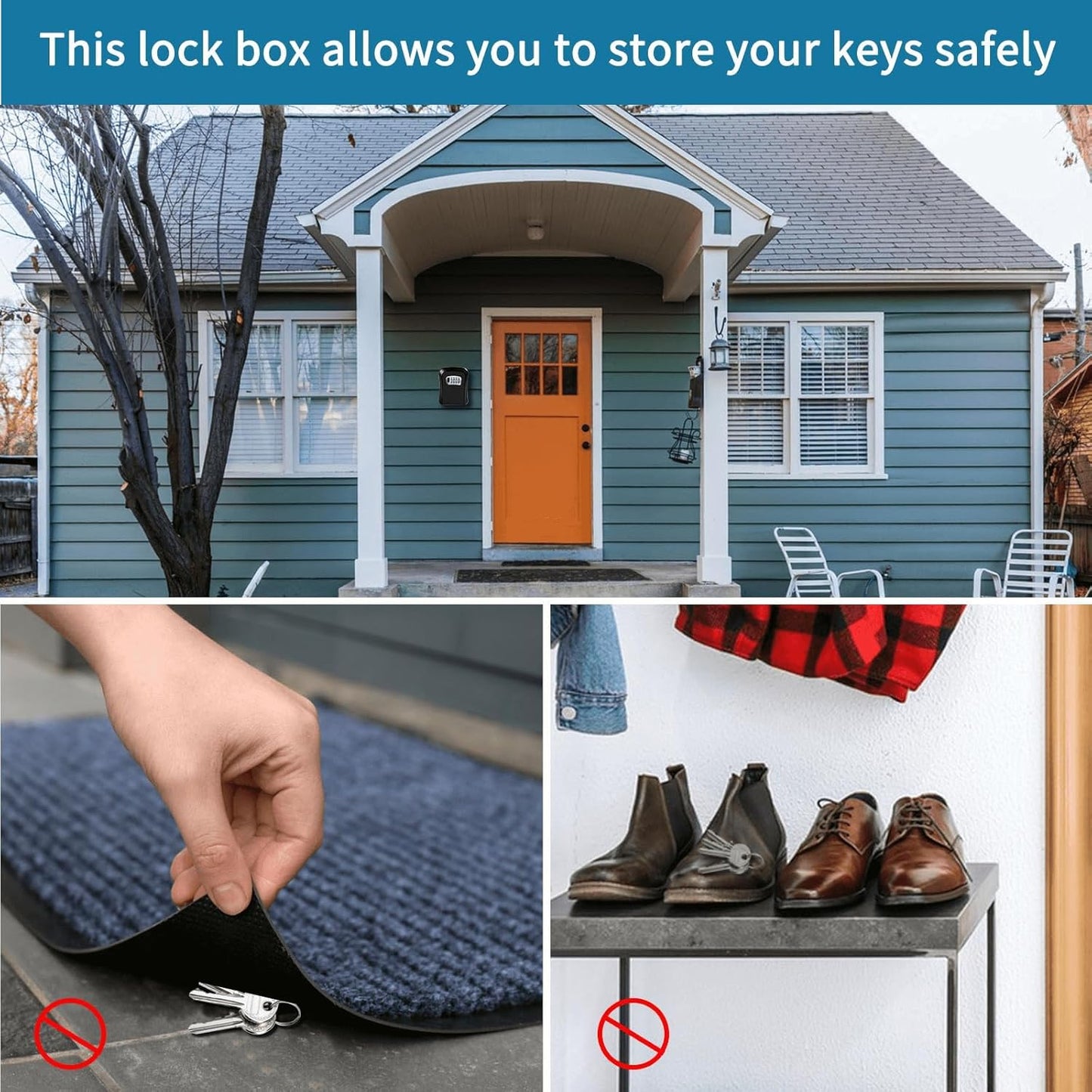 Secure Wall Mount Key Box with 4 Digit Code Lock