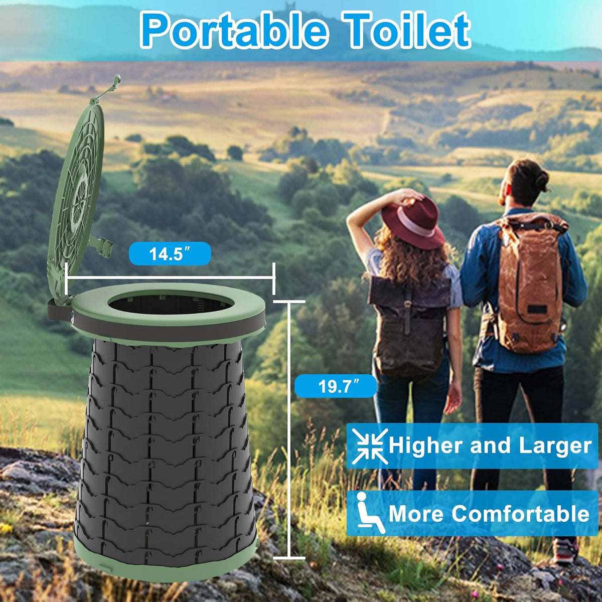 Compact Camping Toilet with Adjustable Height