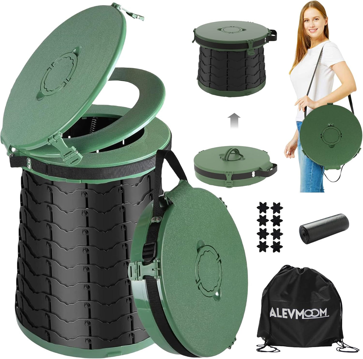 Compact Camping Toilet with Adjustable Height