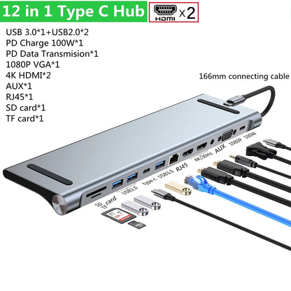 Compact USB-C Multiport Adapter Docking Station