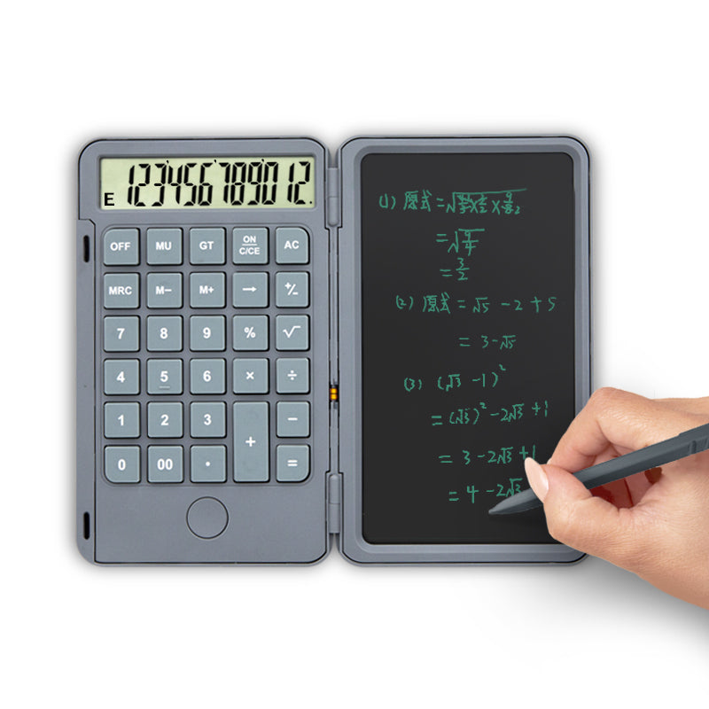 Compact Dual Function Calculator with Erasable Notepad