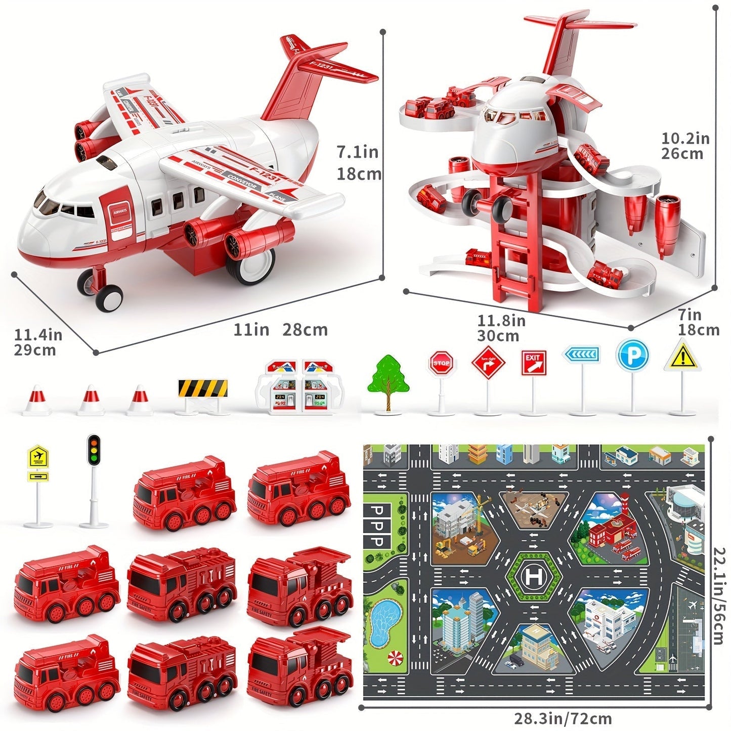 Exciting Rescue Playset Airplane Fire Truck Toy