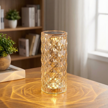 Pink crystal glass touch table lamp