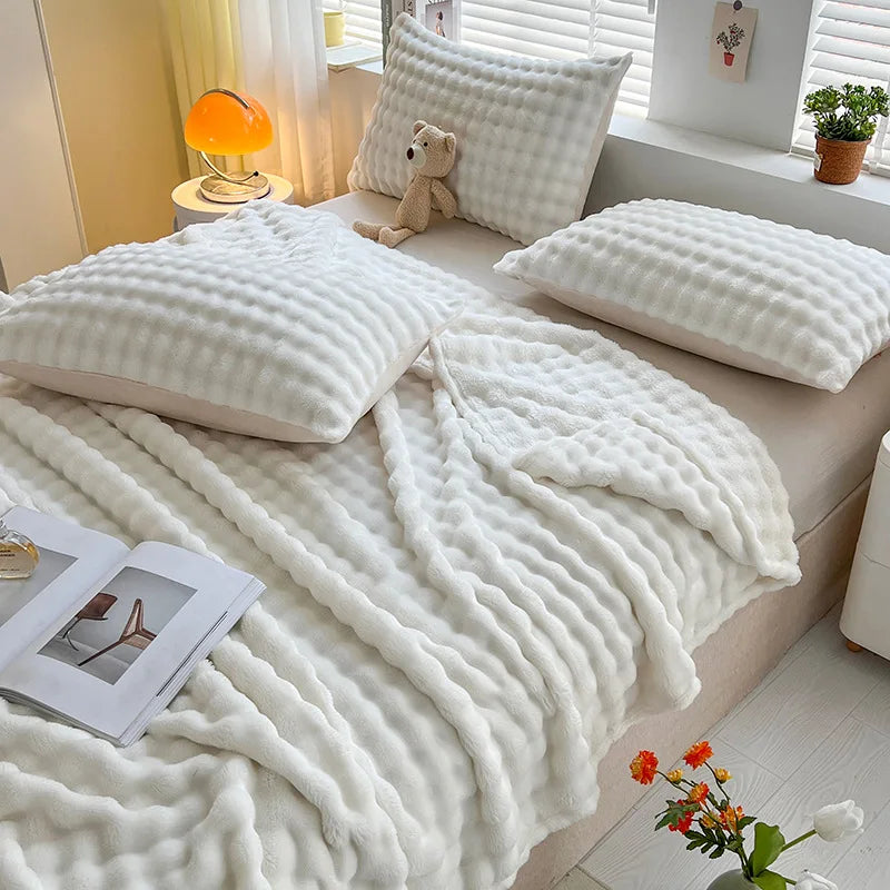 Plush Bubble Soft Fleece Throw Blanket