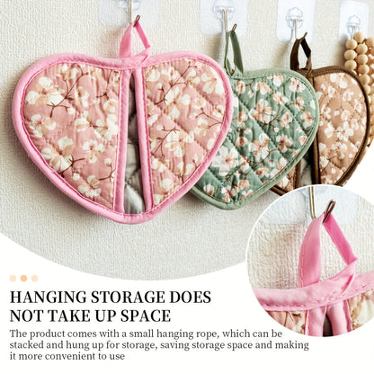 Heat Resistant Oven Mitts with Cute Heart Grip Covers