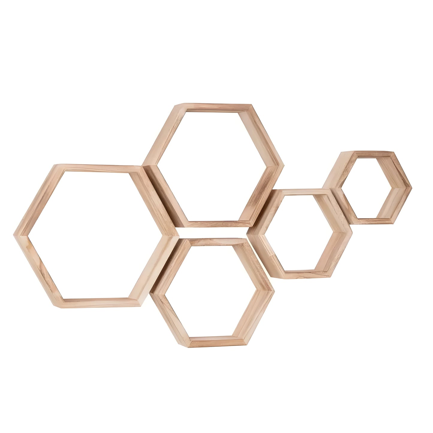 Reclaimed Wood Hexagon Wall Shelves 5-Piece Set - Yeezlab