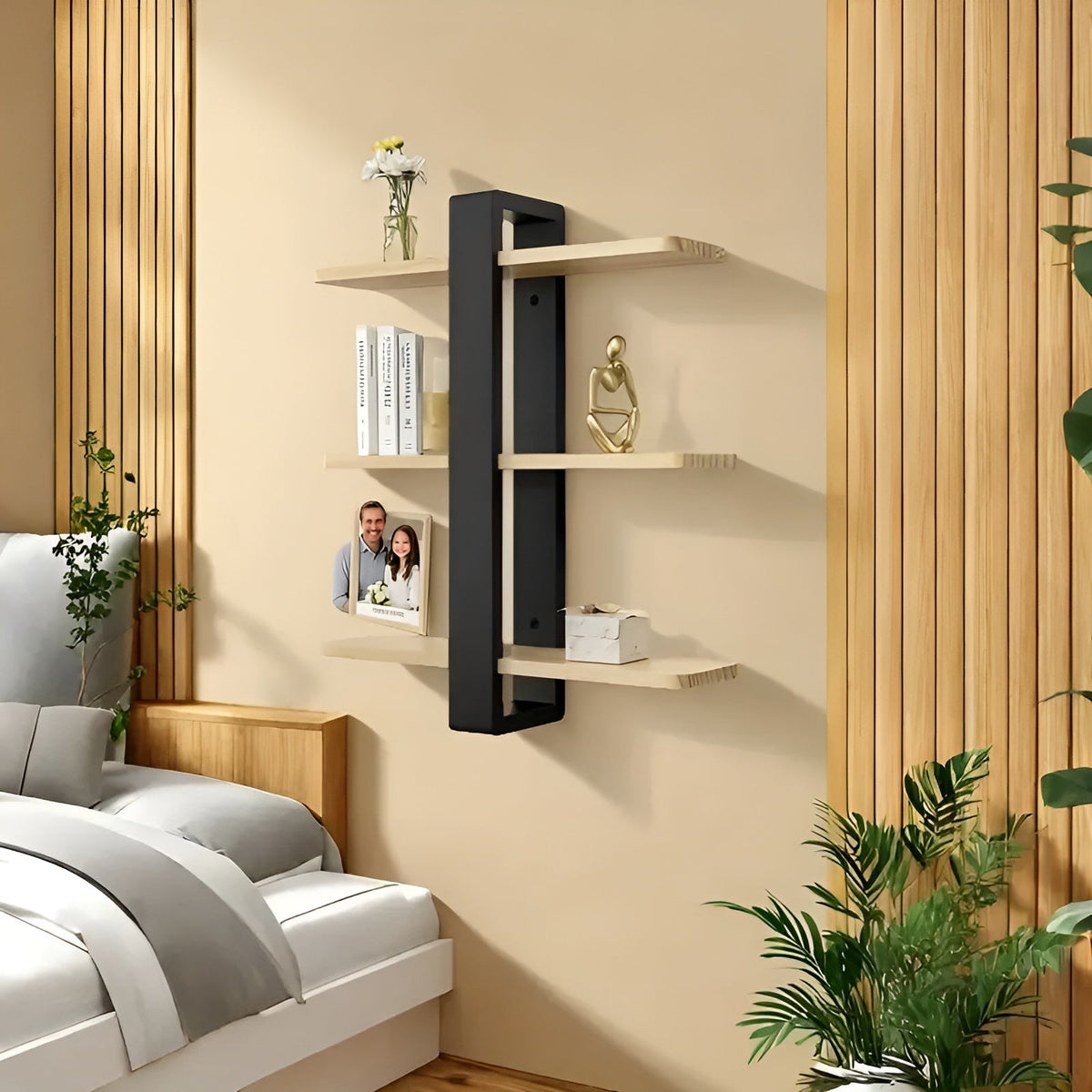 Rustic Wooden Wall Storage Shelf 3 Tier Natural Pine