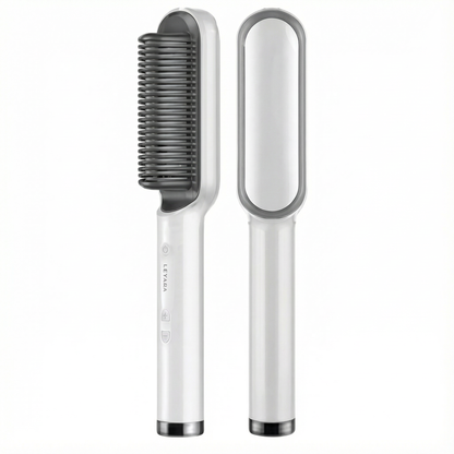 Ceramic ionic hair straightening brush with adjustable heat