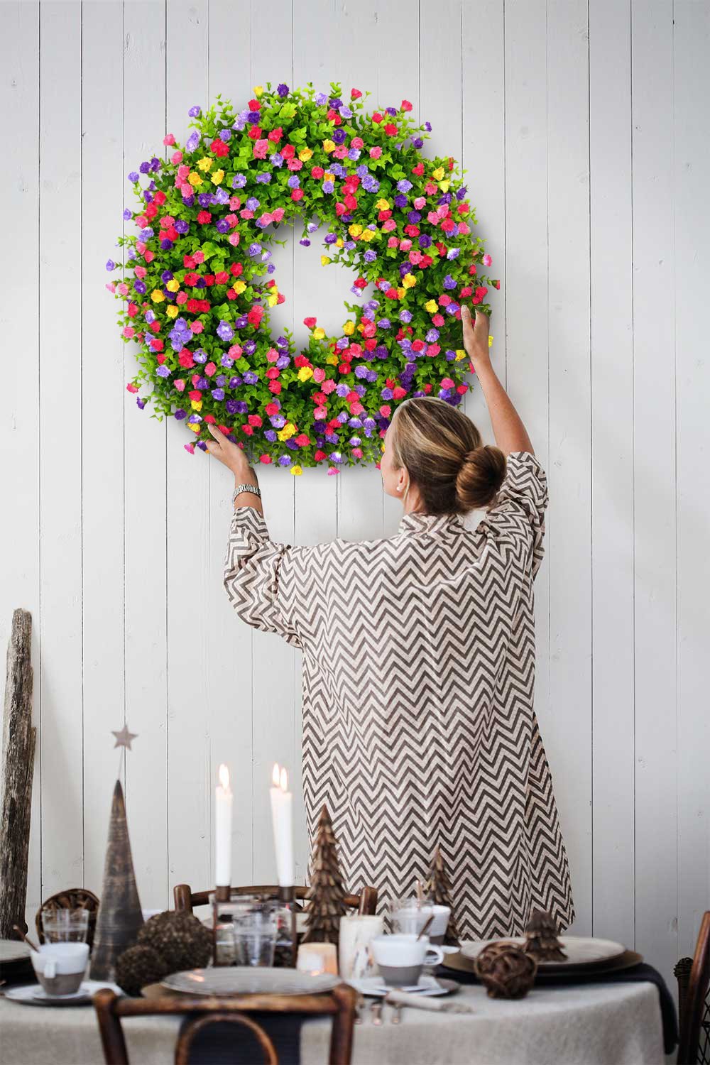 Fresh Floral Spring Wreath for Front Door
