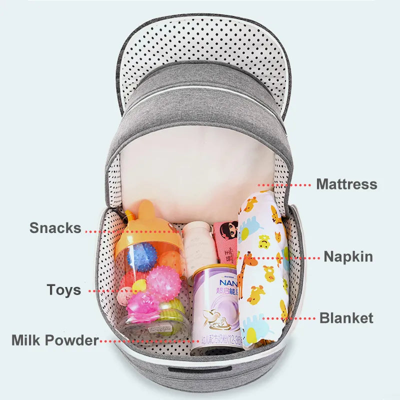 Portable Baby Travel Bed with Canopy and Storage Bag