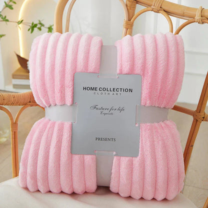 Plush Striped Soft Fleece Throw Blanket