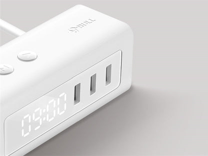 Compact USB Charging Station with Clock and Outlet