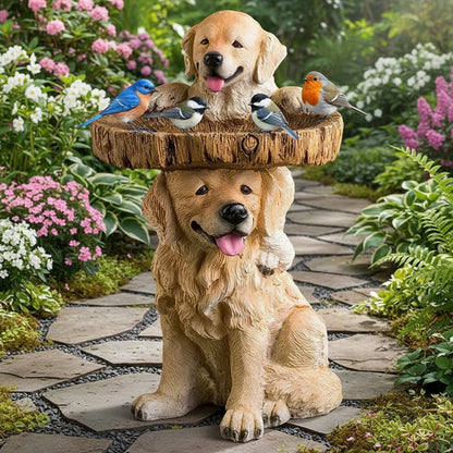 Cute Dog Garden Bird Bath Outdoor Statue