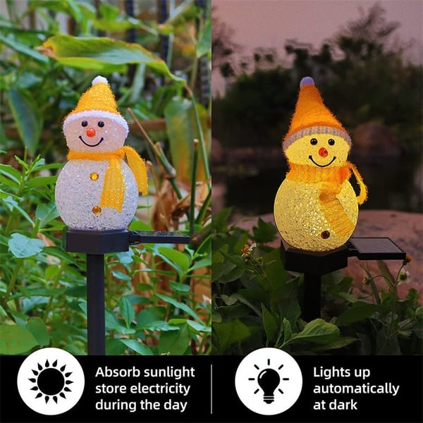 Solar Powered LED Snowman Lamp