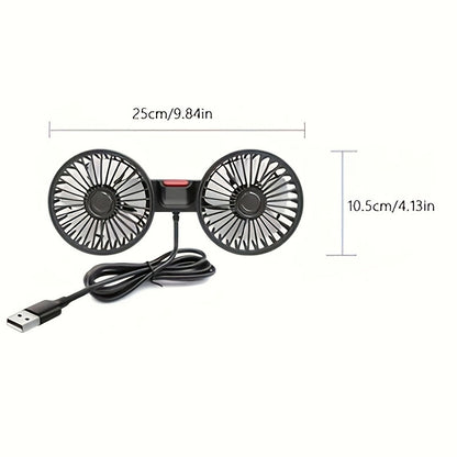 Portable Dual Car Fan with 360 Rotation and USB Power