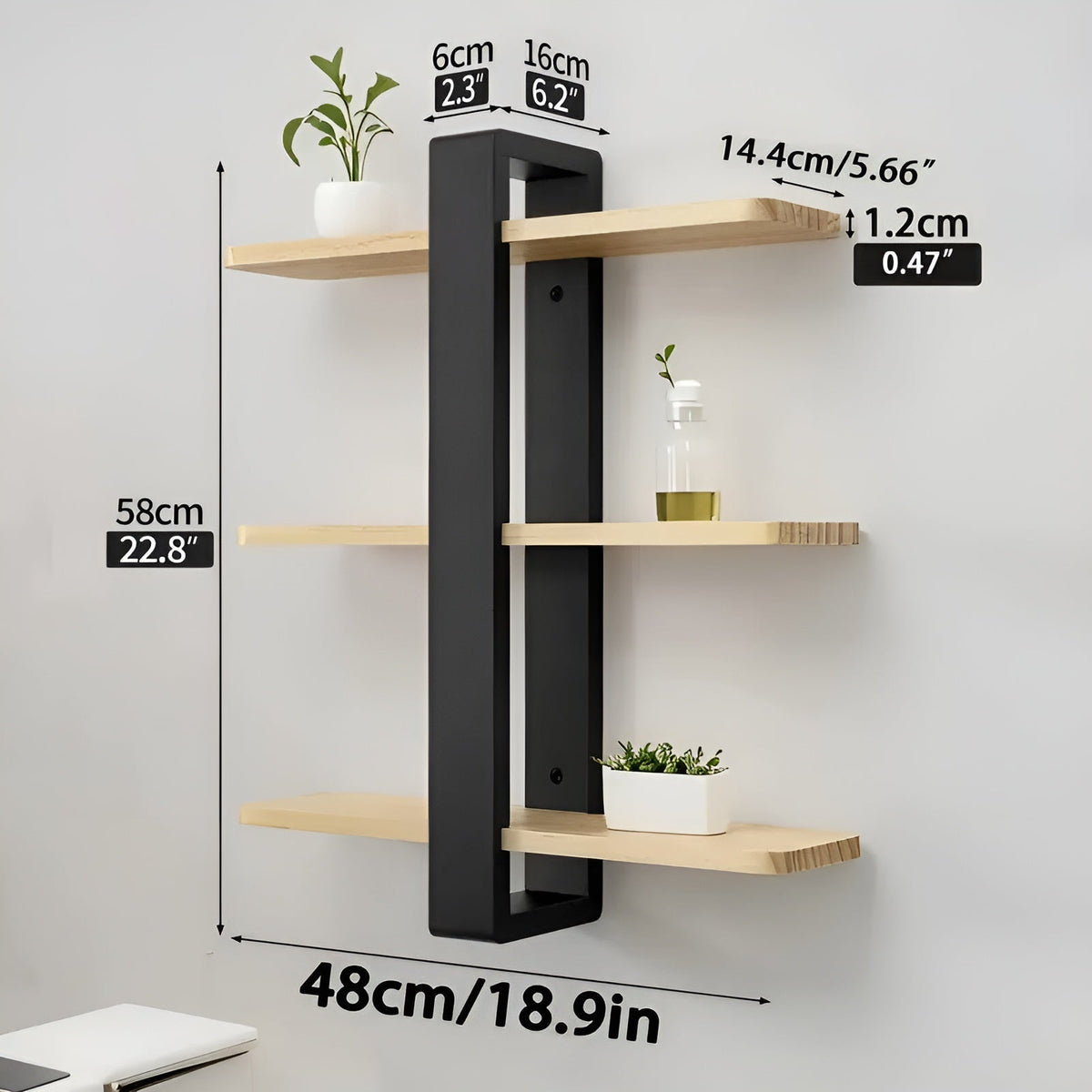 Rustic Wooden Wall Storage Shelf 3 Tier Natural Pine