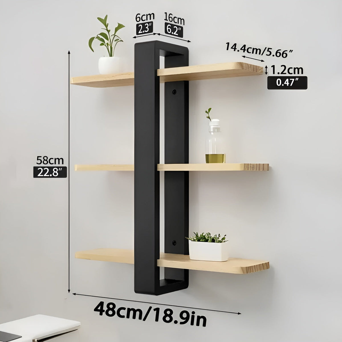 Rustic Wooden Wall Storage Shelf 3 Tier Natural Pine