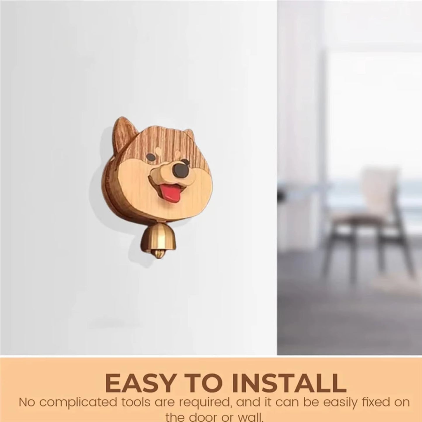 Fun Shiba Dog Doorbell Wood Button