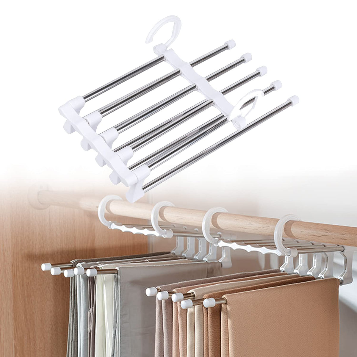 Space-Saving 5-in-1 Rack Hanger Organizer