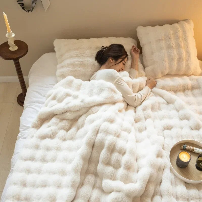 Cozy Plush Reversible Fleece Throw Blanket