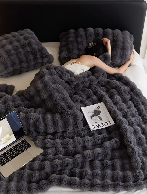 Cozy Plush Reversible Fleece Throw Blanket